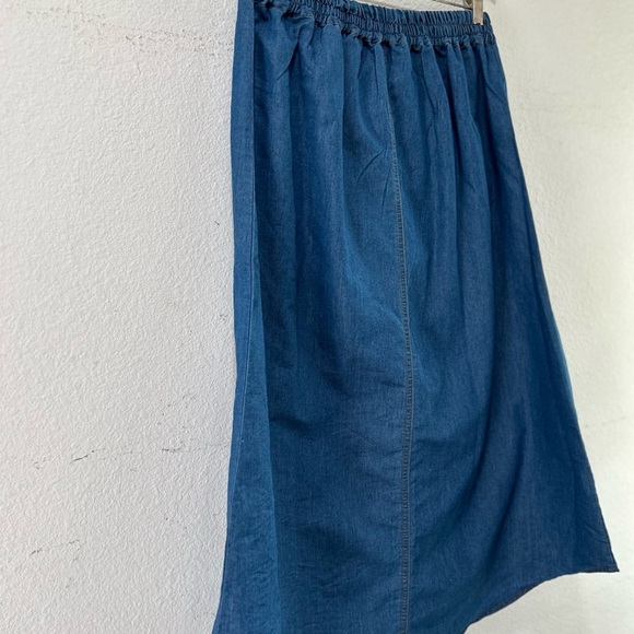 RD+koko A Line Mide Skirt Denim Blue Wrap Skirt - Picture 12 of 16